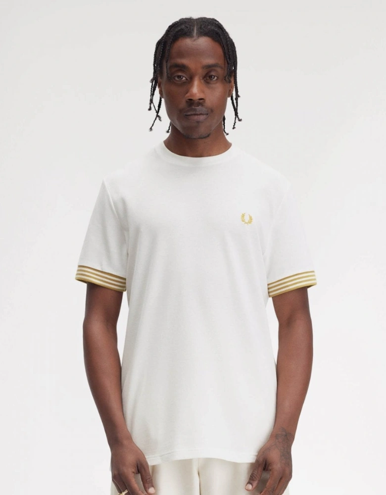 Mens Striped Cuff T-Shirt - Snow White 129