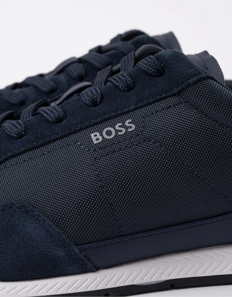 BOSS Orange Titanium Mens Mixed Material Lace-Up Trainers with Suede Trims - Navy 410