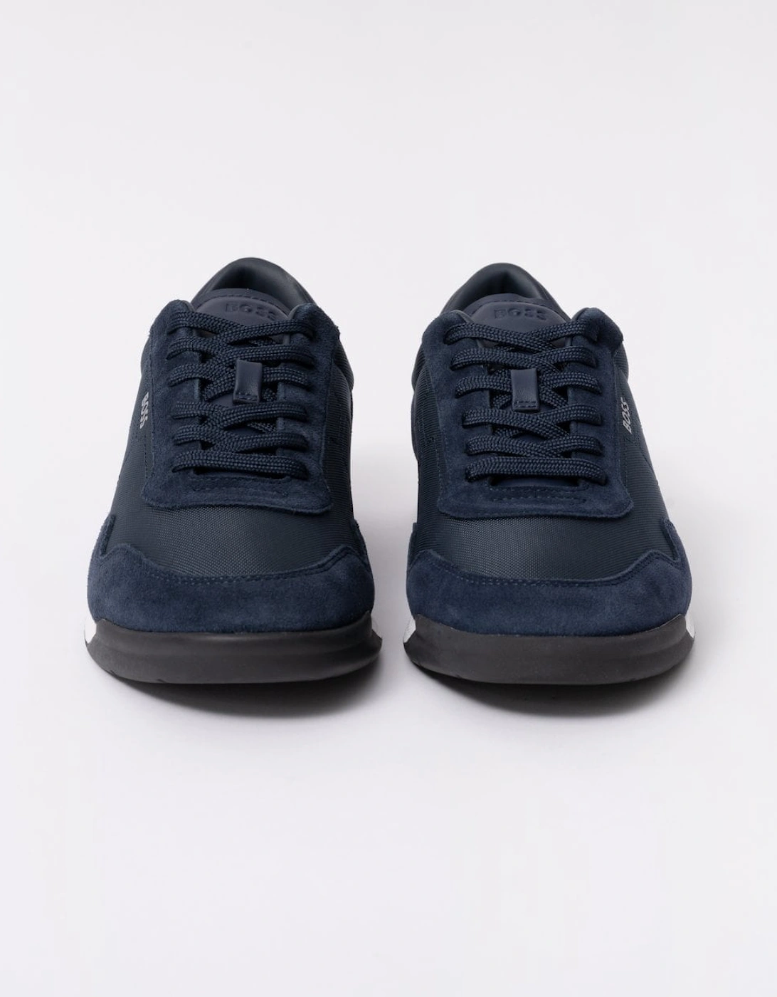 BOSS Orange Titanium Mens Mixed Material Lace-Up Trainers with Suede Trims - Navy 410