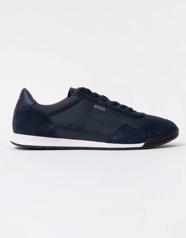 BOSS Orange Titanium Mens Mixed Material Lace-Up Trainers with Suede Trims - Navy 410