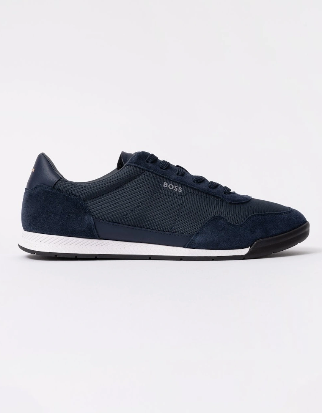 BOSS Orange Titanium Mens Mixed Material Lace-Up Trainers with Suede Trims - Navy 410