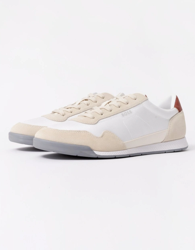 BOSS Orange Titanium Mens Mixed Material Lace-Up Trainers with Suede Trims - Open White 126