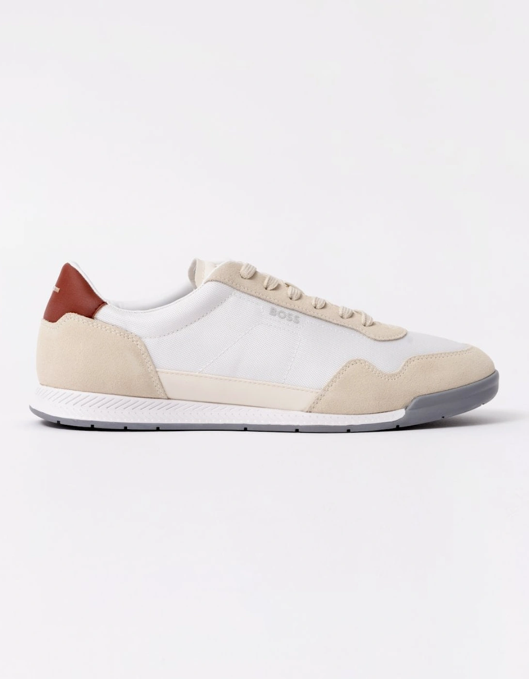 BOSS Orange Titanium Mens Mixed Material Lace-Up Trainers with Suede Trims - Open White 126