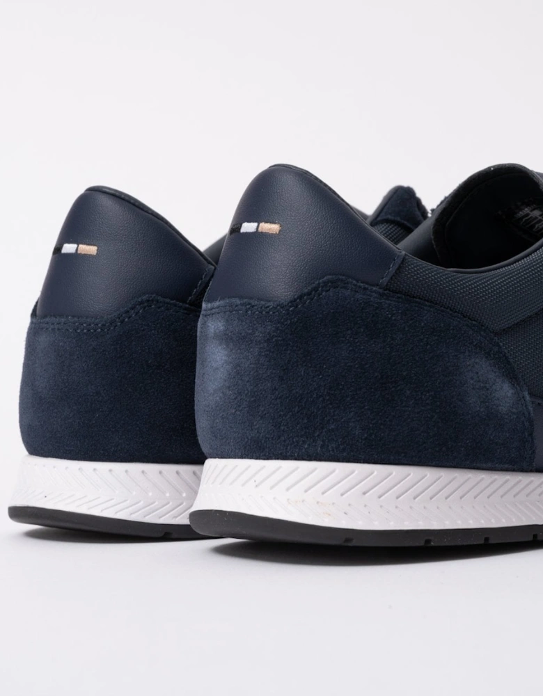 BOSS Orange Titanium Mens Mixed Material Lace-Up Trainers with Suede Trims - Navy 410
