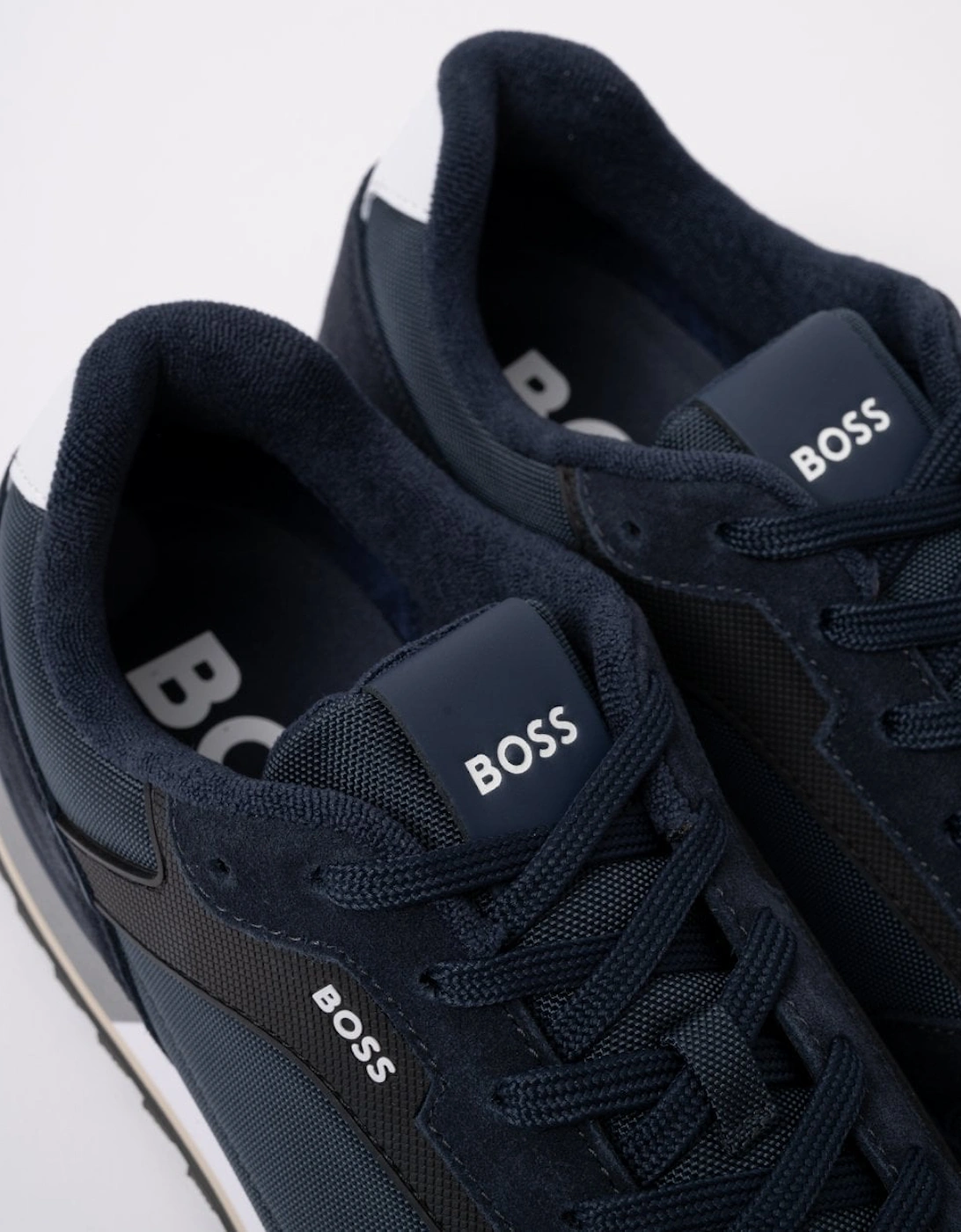 BOSS Orange Parkour-L Mens Suede/Mesh Trainers - Dark Blue 404