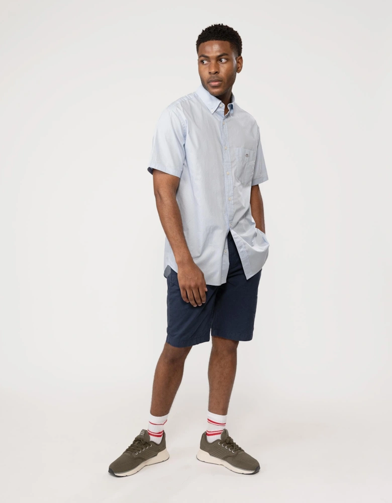 Mens Regular Fit Short Sleeve Poplin Shirt - 455 Light Blue