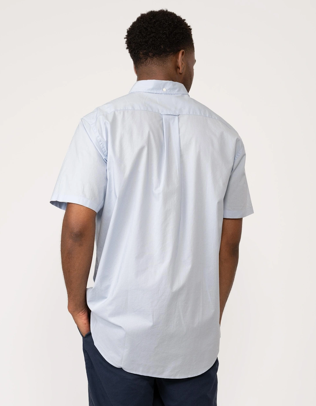 Mens Regular Fit Short Sleeve Poplin Shirt - 455 Light Blue