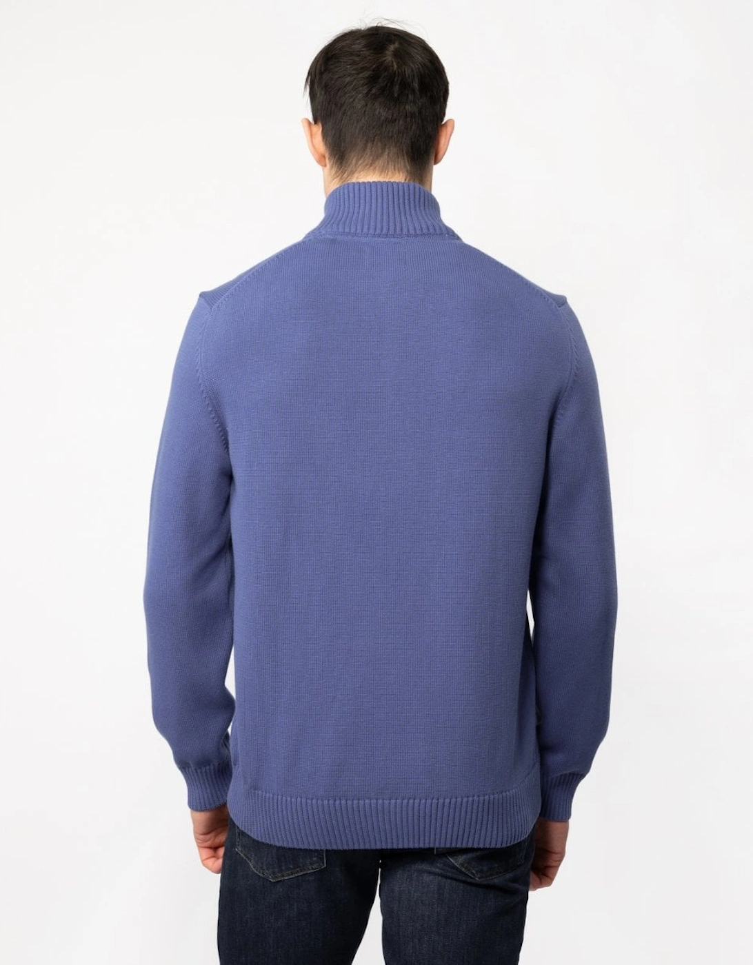 Mens Casual Cotton Half Zip Jumper - 407 Rich Blue