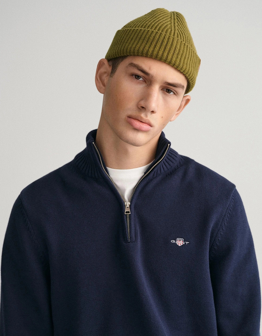 Mens Casual Cotton Half Zip Jumper - 433 Evening Blue