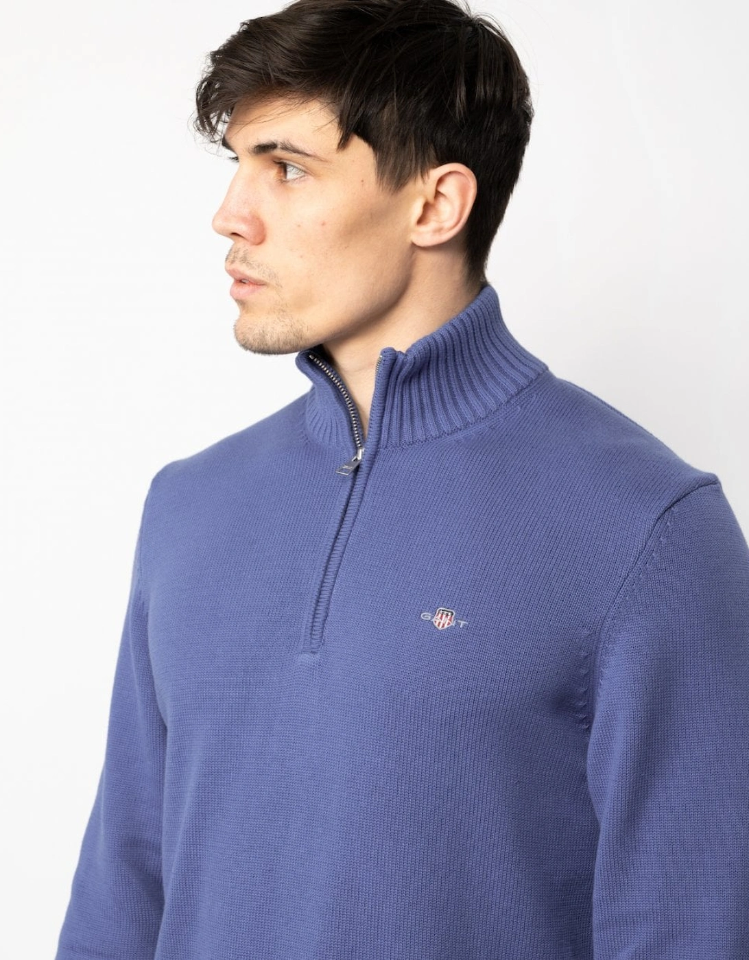 Mens Casual Cotton Half Zip Jumper - 407 Rich Blue