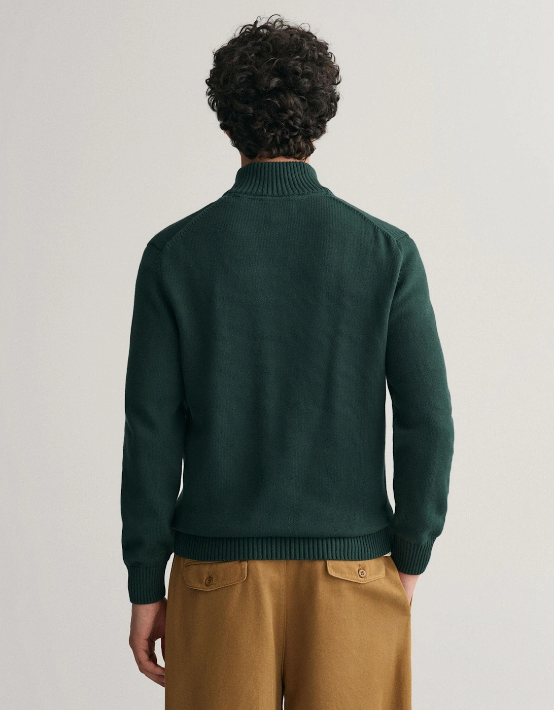 Mens Casual Cotton Half Zip Jumper - 374 Tartan Green
