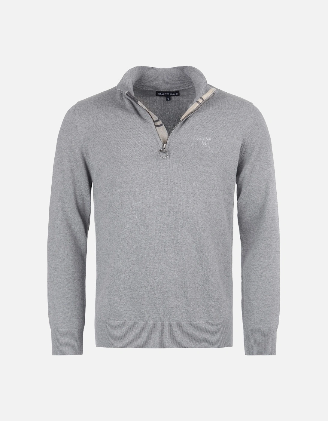 Cotton Mens Half Zip Jumper - Grey Marl