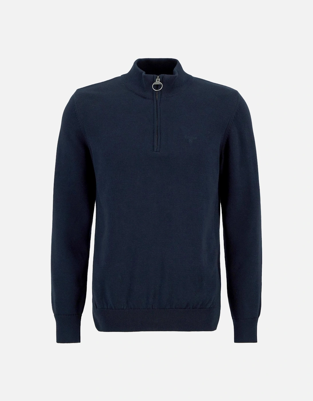 Cotton Mens Half Zip Jumper - Navy