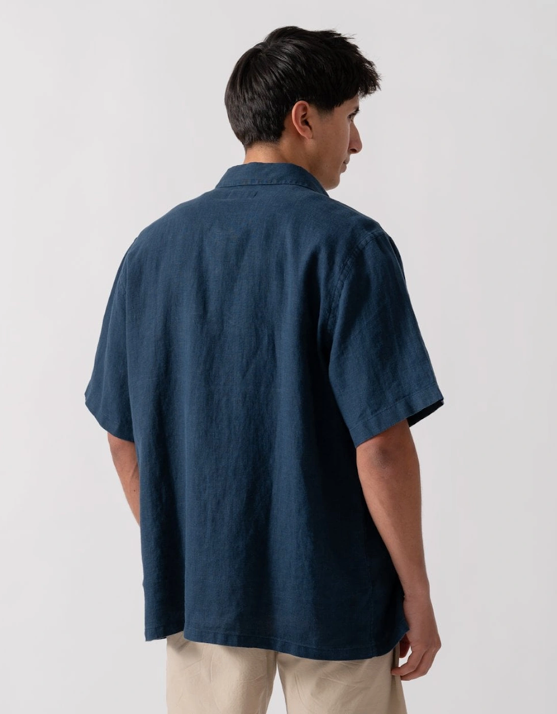 Somerton Mens Short Sleeve Linen Shirt - Navy