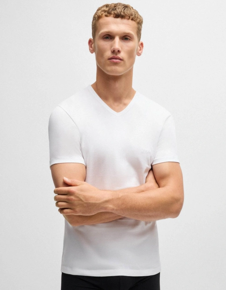 BOSS Orange 3-Pack Mens V-Neck Underwear T-Shirts in Cotton Jersey - White/Grey/Black 999
