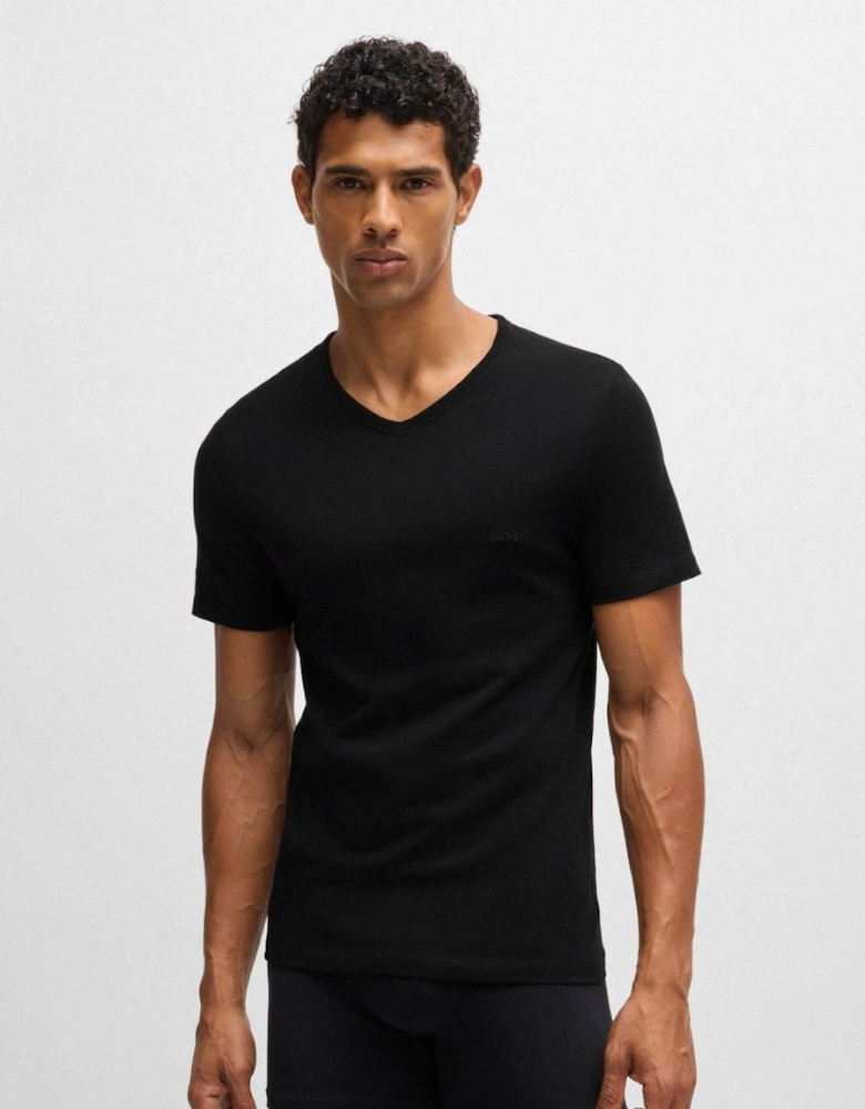 BOSS Orange 3-Pack Mens V-Neck Underwear T-Shirts in Cotton Jersey - Black 001