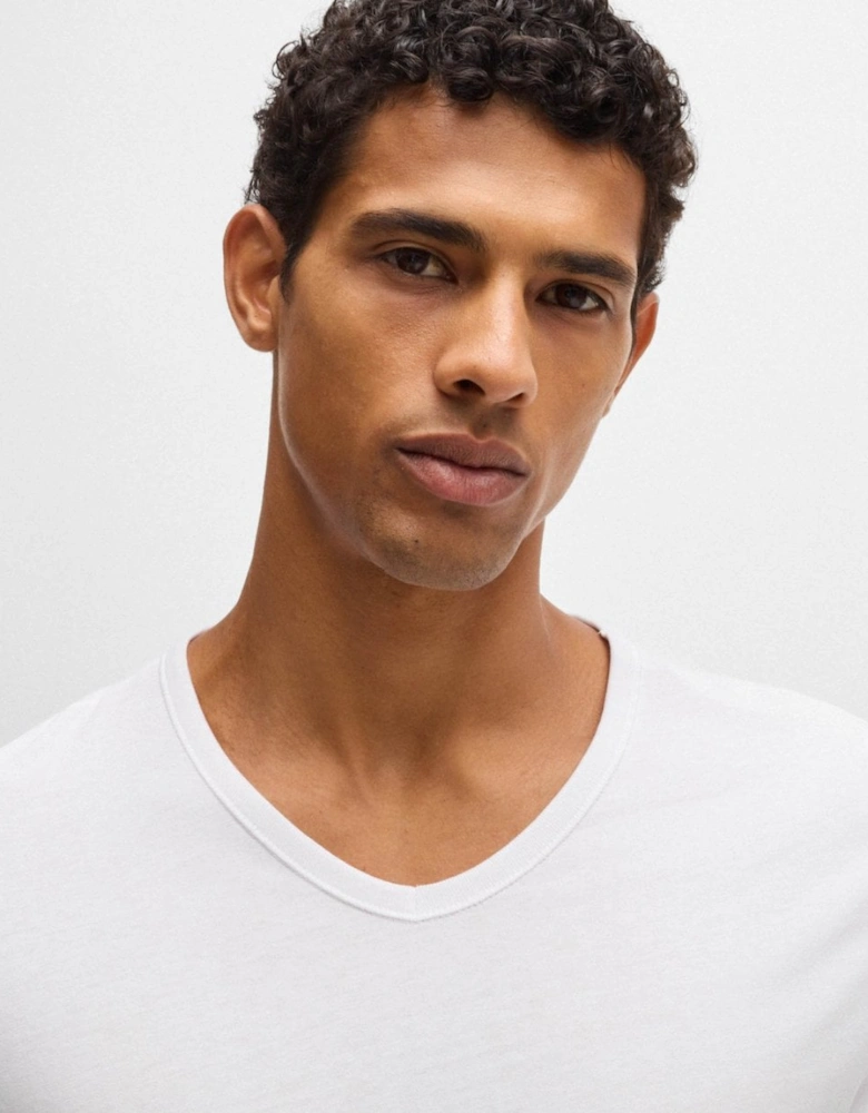 BOSS Orange 3-Pack Mens V-Neck Underwear T-Shirts in Cotton Jersey - White 100