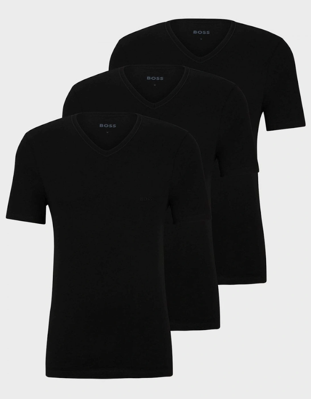 BOSS Orange 3-Pack Mens V-Neck Underwear T-Shirts in Cotton Jersey - Black 001, 6 of 5