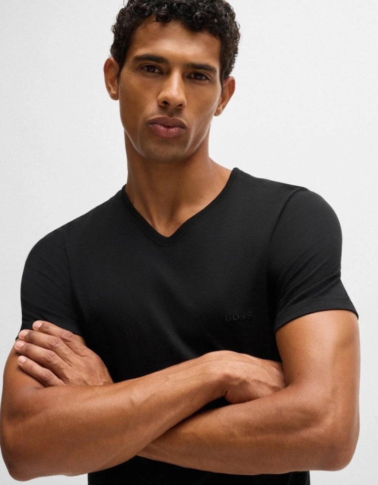 BOSS Orange 3-Pack Mens V-Neck Underwear T-Shirts in Cotton Jersey - Black 001