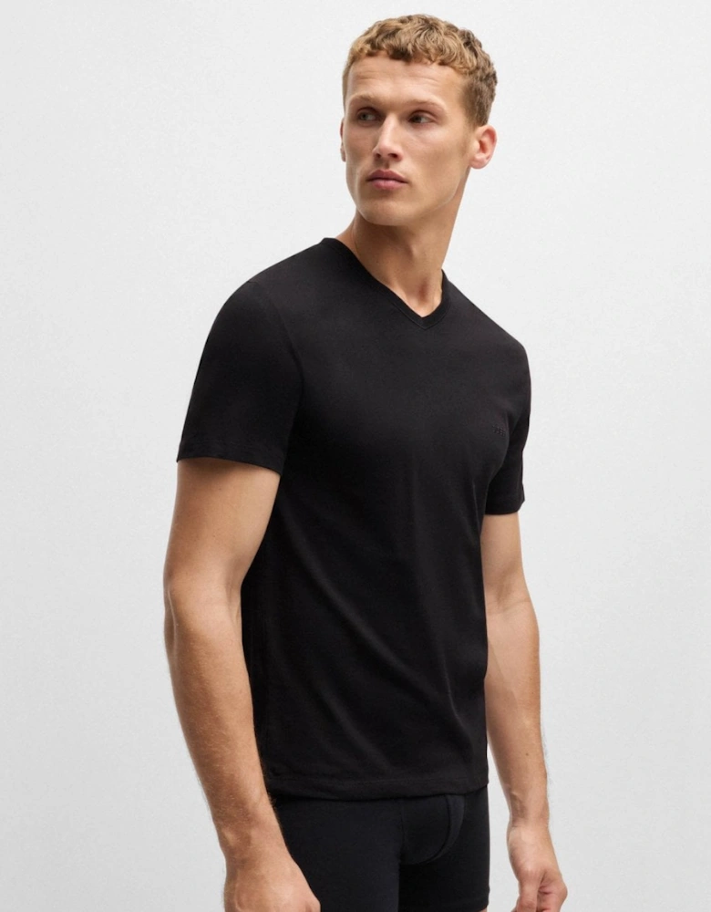 BOSS Orange 3-Pack Mens V-Neck Underwear T-Shirts in Cotton Jersey - Black/Grey/Blue  497