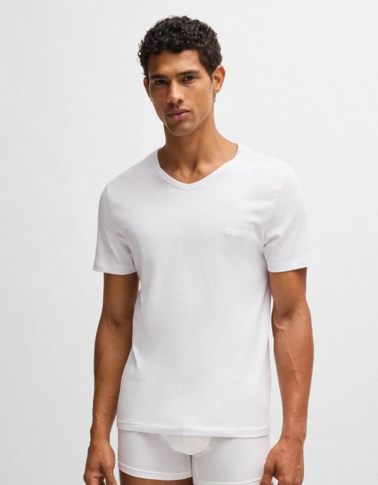 BOSS Orange 3-Pack Mens V-Neck Underwear T-Shirts in Cotton Jersey - White 100