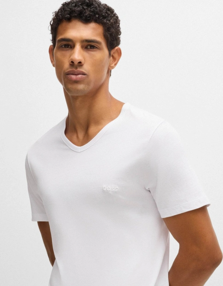 BOSS Orange 3-Pack Mens V-Neck Underwear T-Shirts in Cotton Jersey - White 100