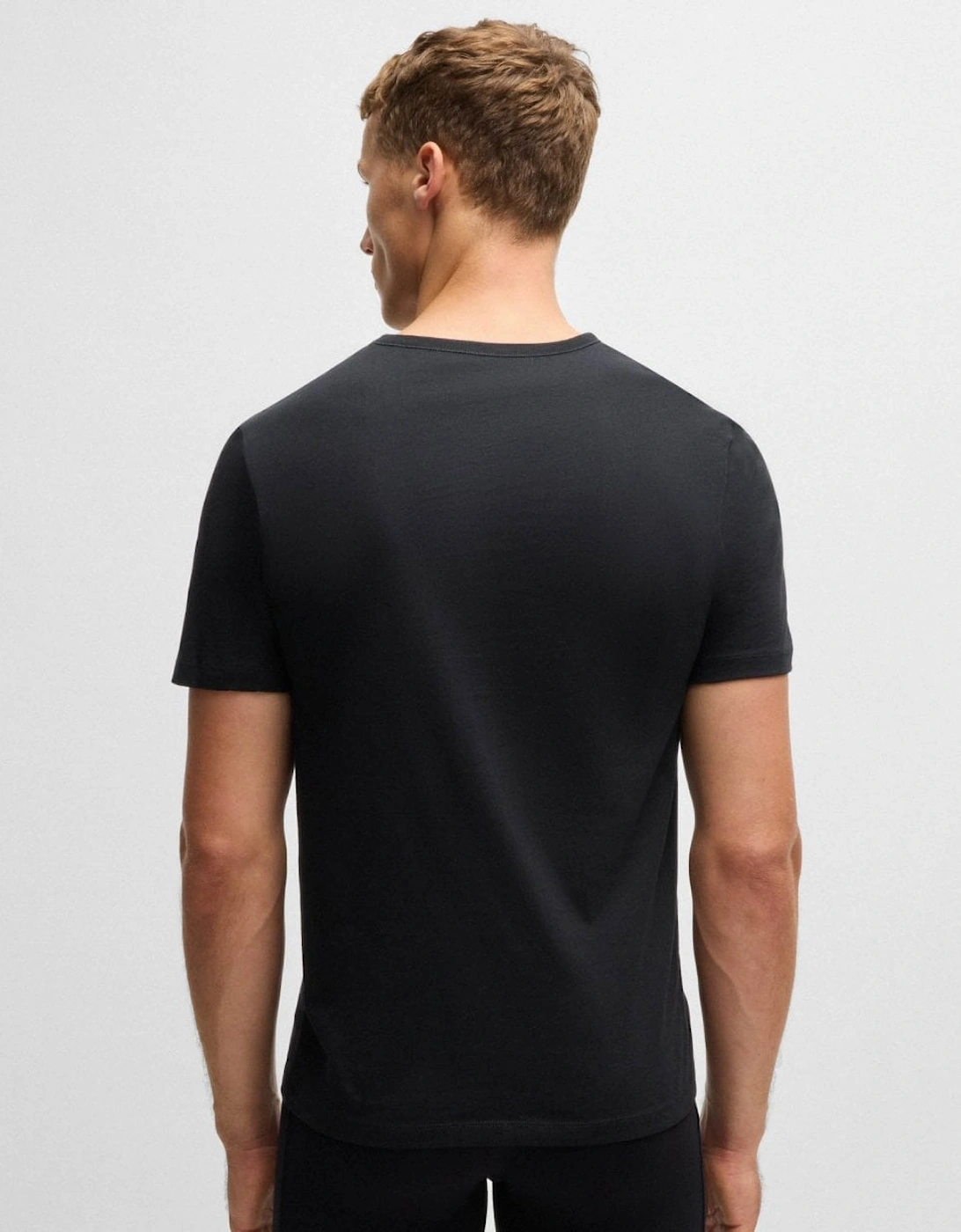 BOSS Orange 3-Pack Mens V-Neck Underwear T-Shirts in Cotton Jersey - Black/Grey/Blue  497