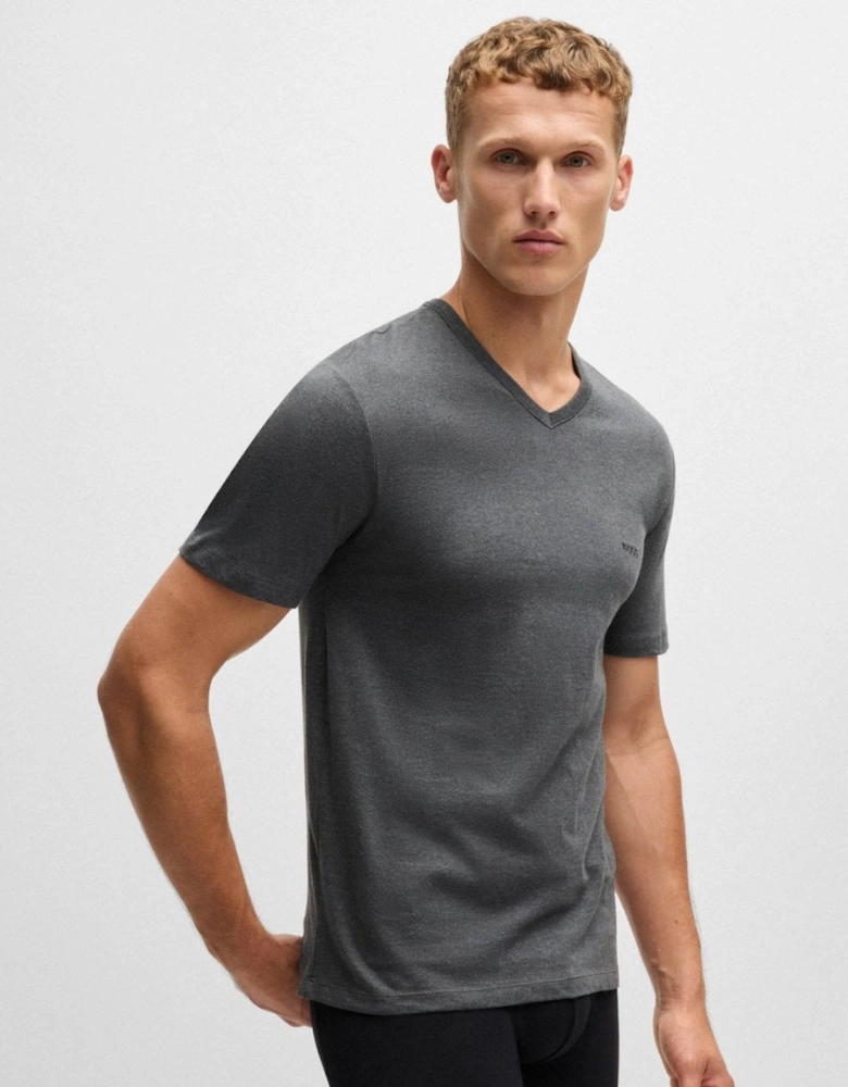 BOSS Orange 3-Pack Mens V-Neck Underwear T-Shirts in Cotton Jersey - Black/Grey/Blue  497