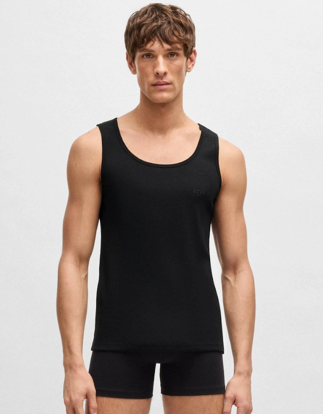 BOSS Orange Mens Cotton Tank Tops with Embroidered Logos NOS - Black 001, 5 of 4