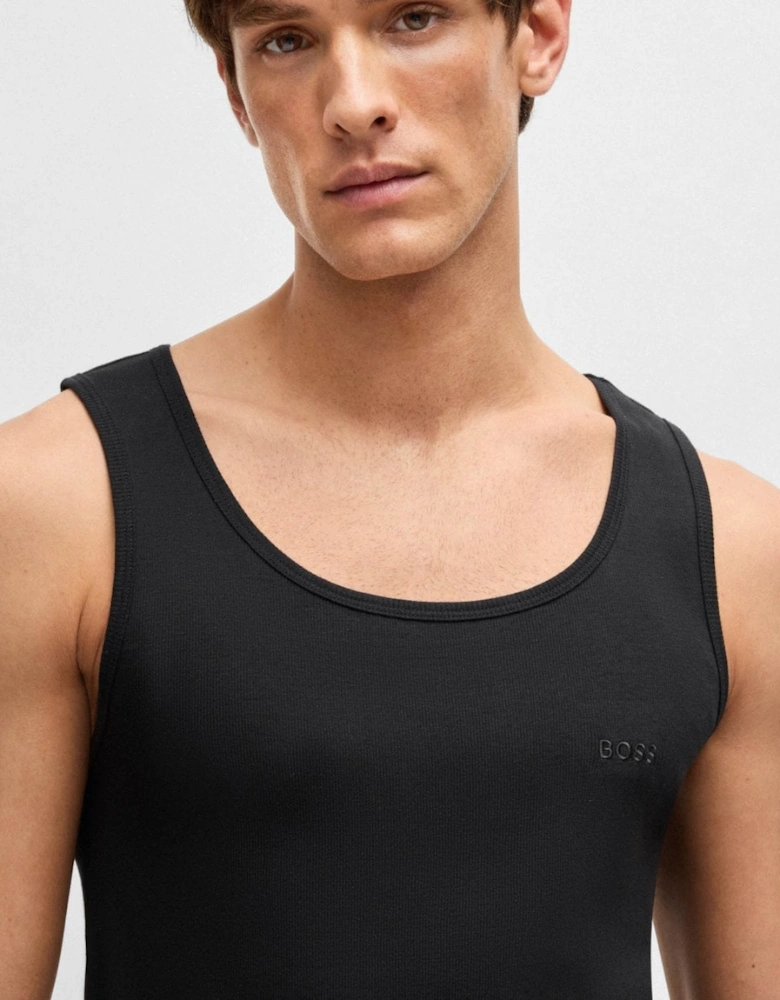 BOSS Orange Mens Cotton Tank Tops with Embroidered Logos NOS - Black 001