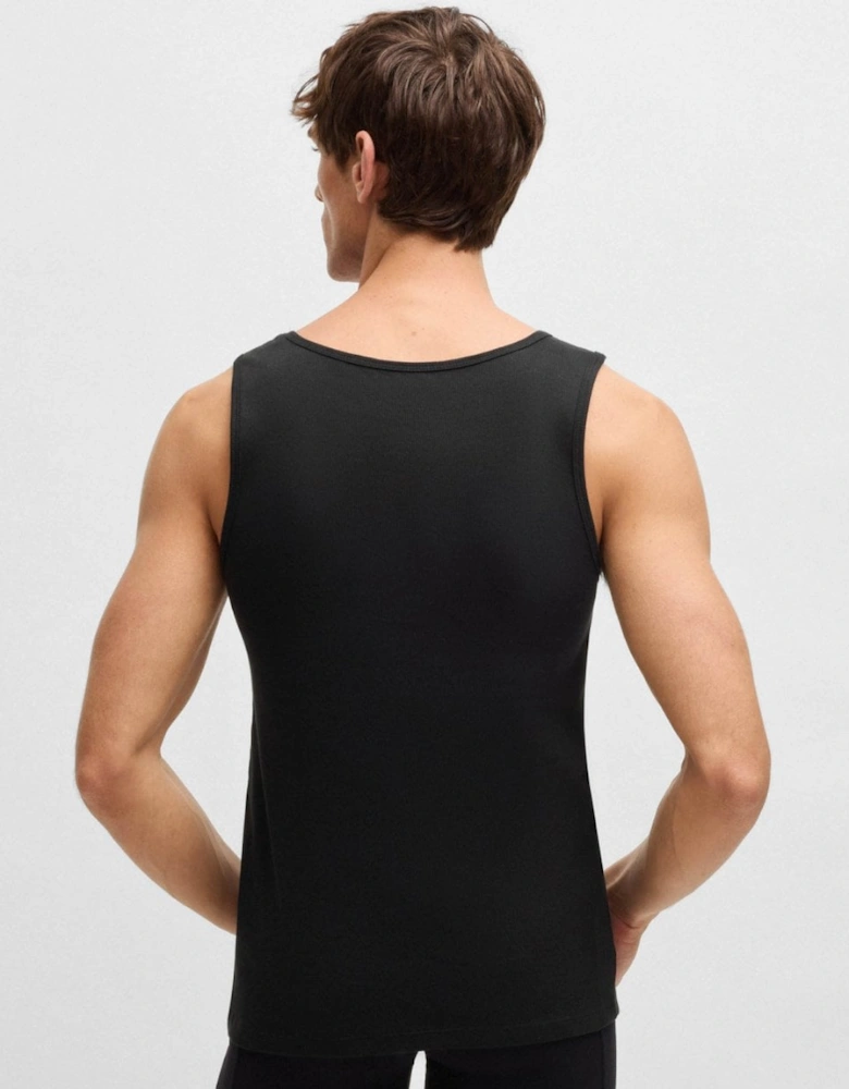 BOSS Orange Mens Cotton Tank Tops with Embroidered Logos NOS - Black 001