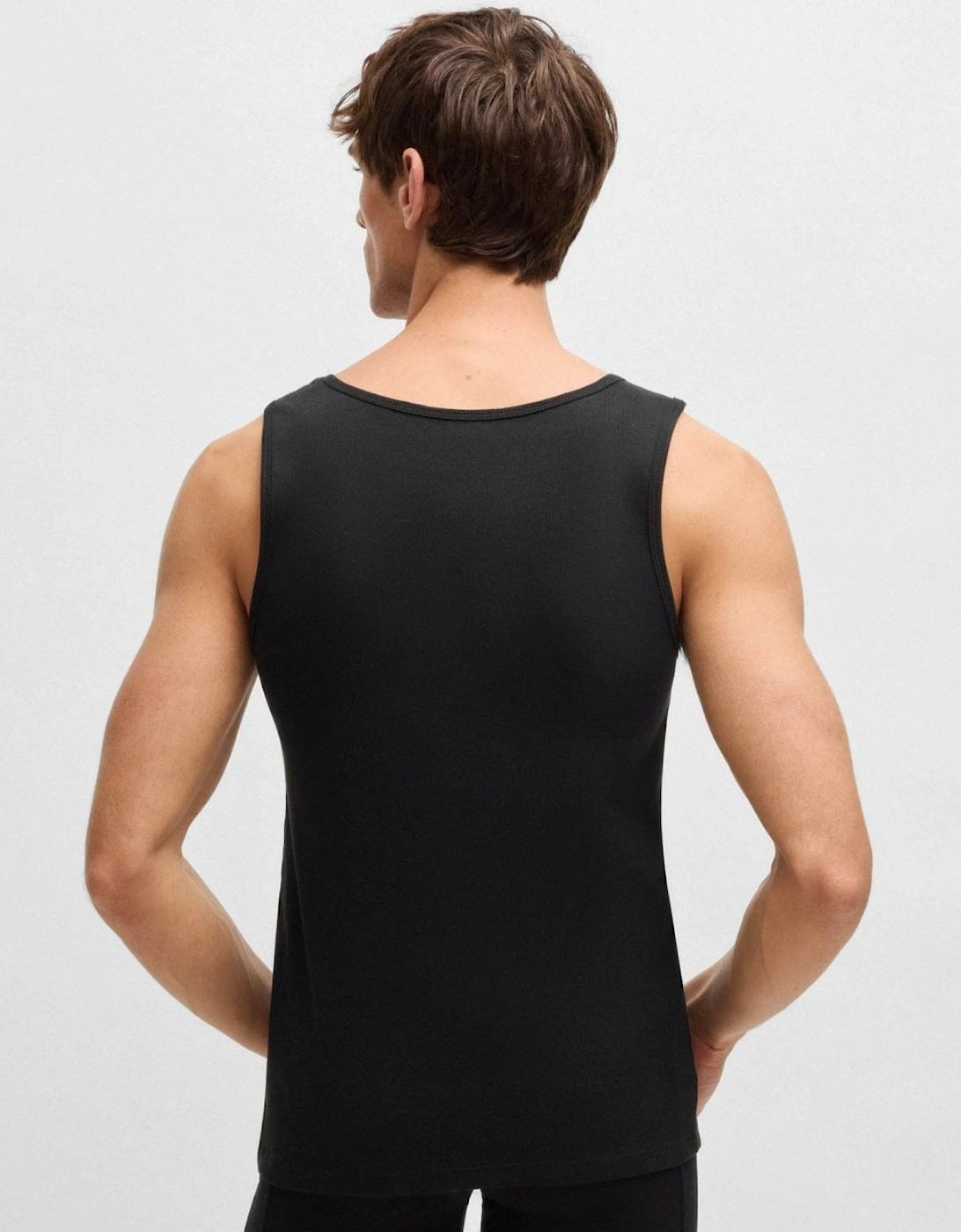 BOSS Orange Mens Cotton Tank Tops with Embroidered Logos NOS - Black 001