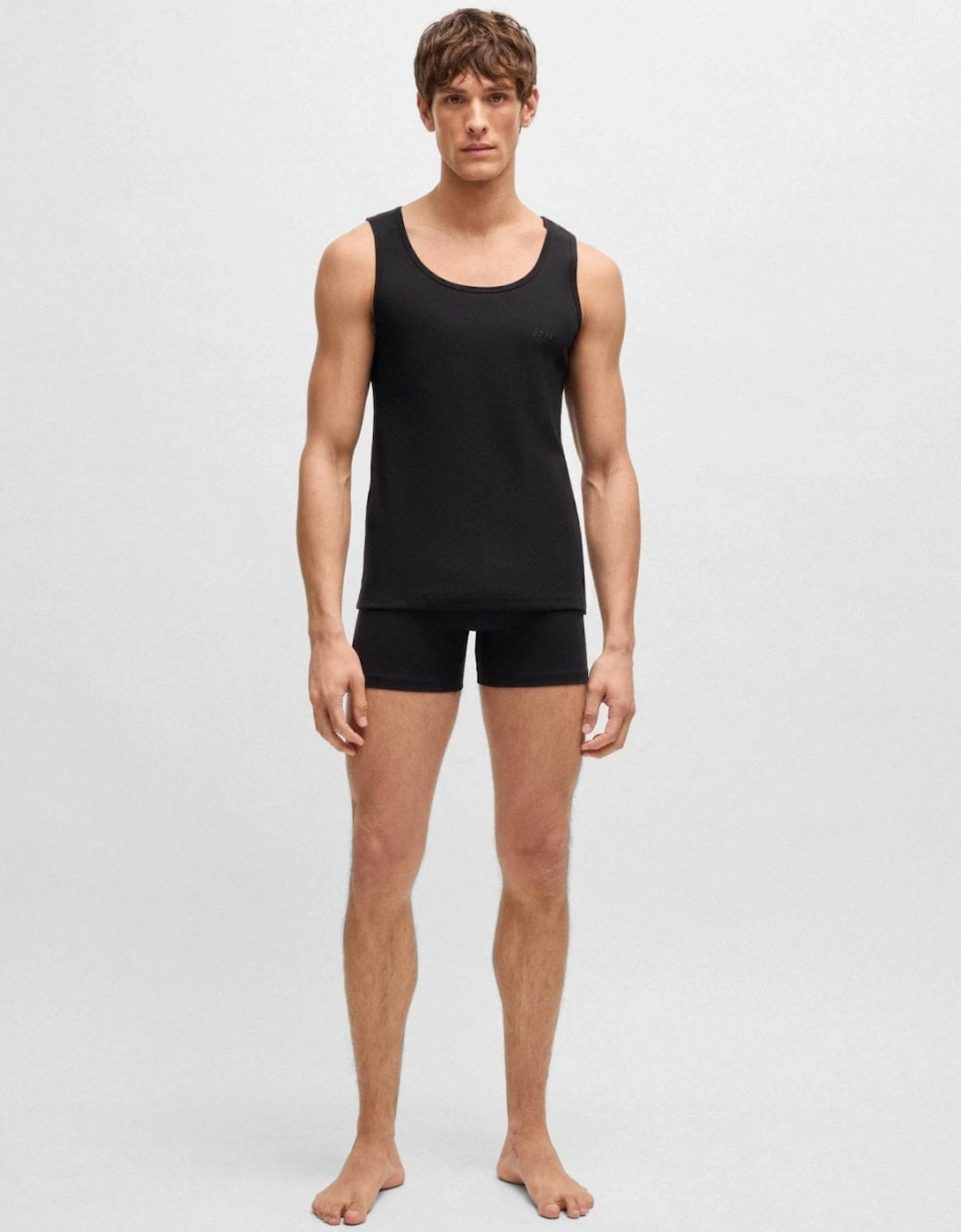 BOSS Orange Mens Cotton Tank Tops with Embroidered Logos NOS - Black 001