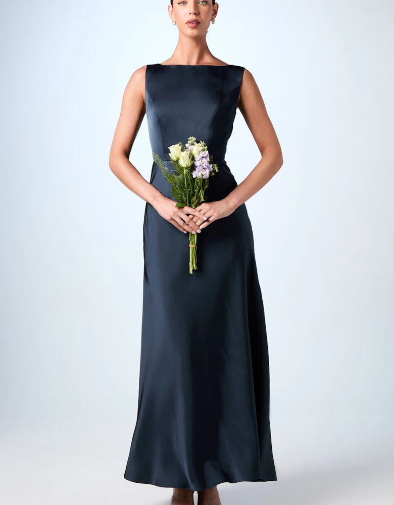 Sleeveless Satin Bridesmaid Dress