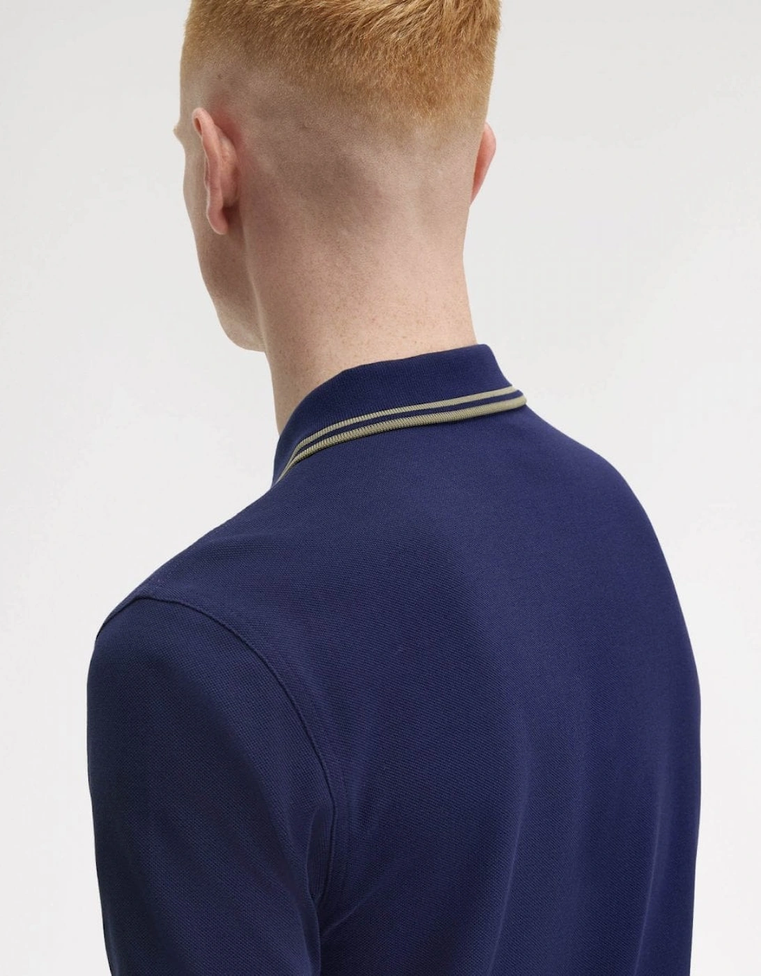 Mens Twin Tipped Signature Polo Shirt Pre A/W 25 - French Navy/Olive Mint Y59