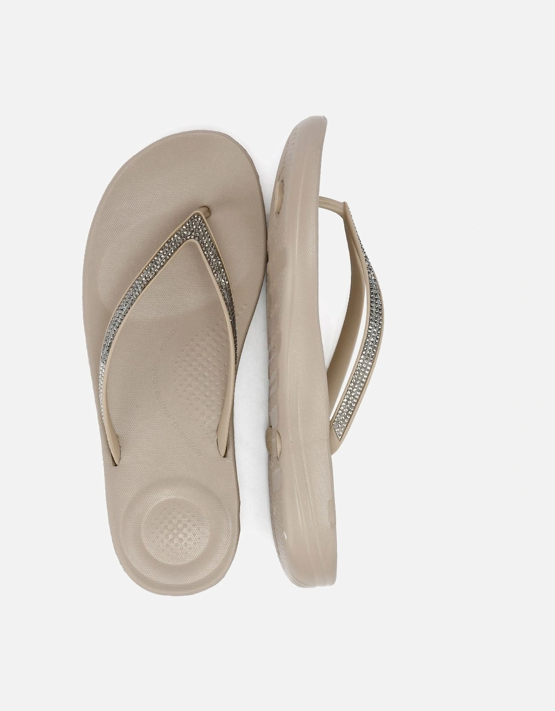 Iqushion Ombre Sparkle Women's Taupe/Pewter Flip Flops