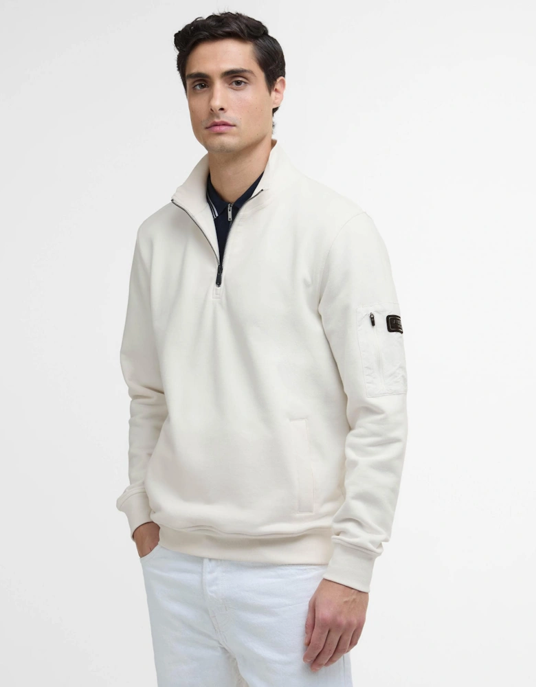 Ewan Mens Funnel Neck Sweatshirt - Whisper White