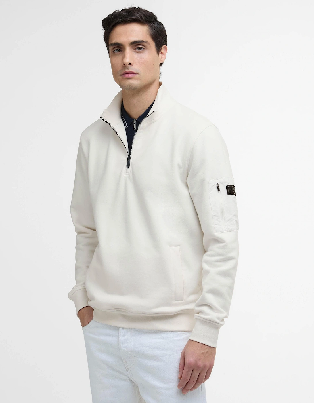 Ewan Mens Funnel Neck Sweatshirt - Whisper White, 6 of 5