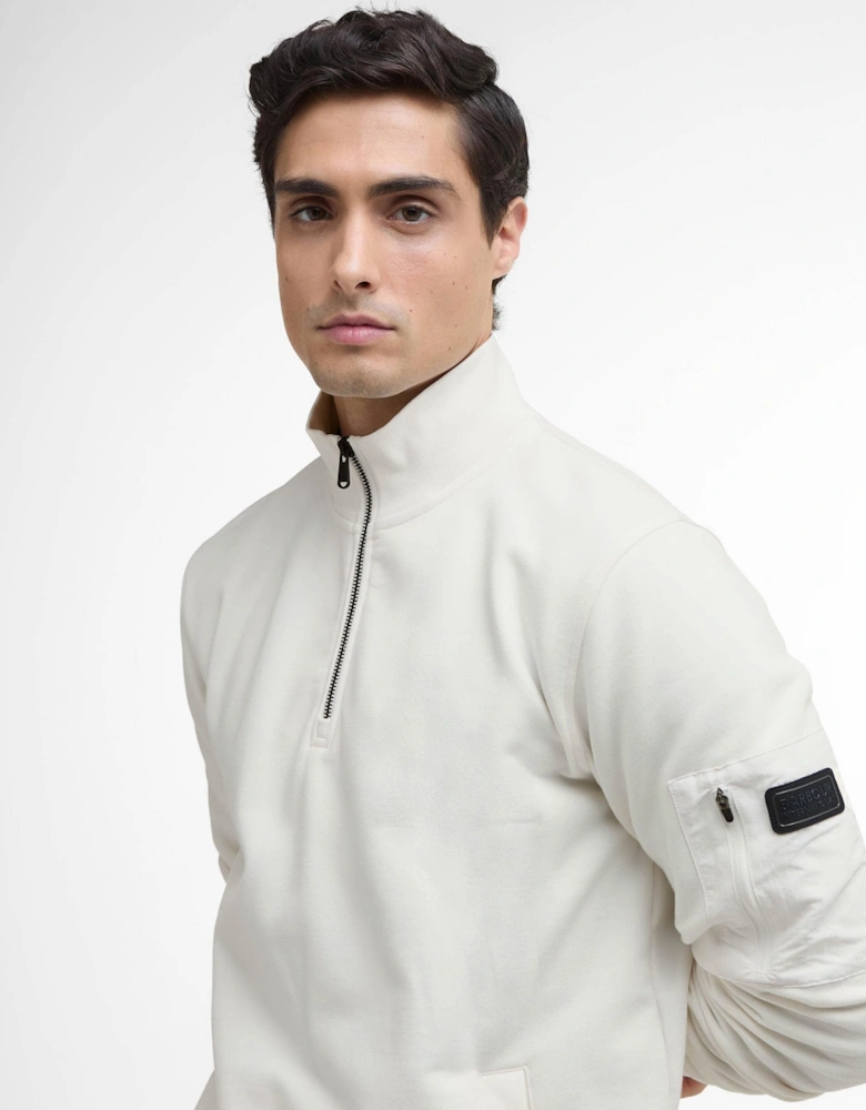 Ewan Mens Funnel Neck Sweatshirt - Whisper White