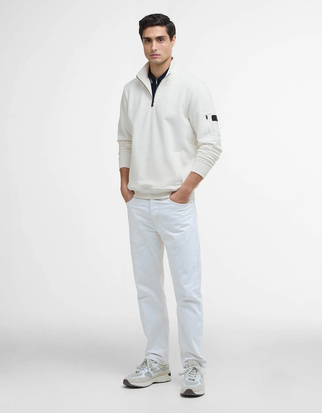 Ewan Mens Funnel Neck Sweatshirt - Whisper White