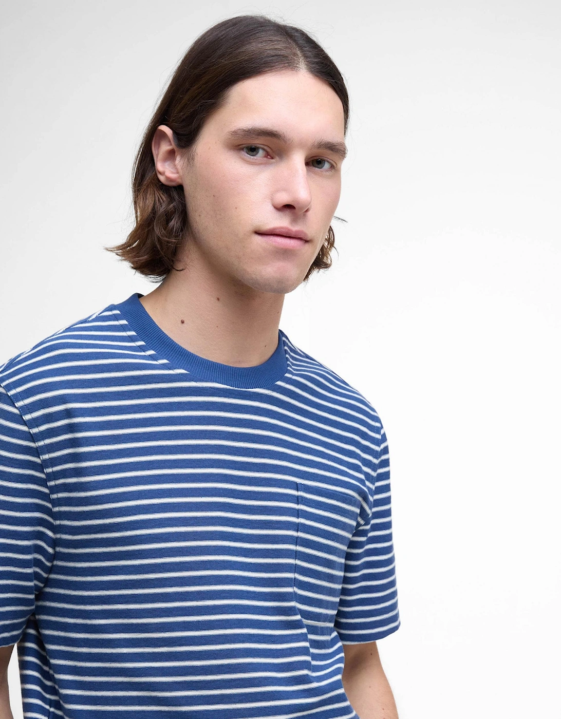 Frensham Mens Striped T-Shirt - Dark Denim