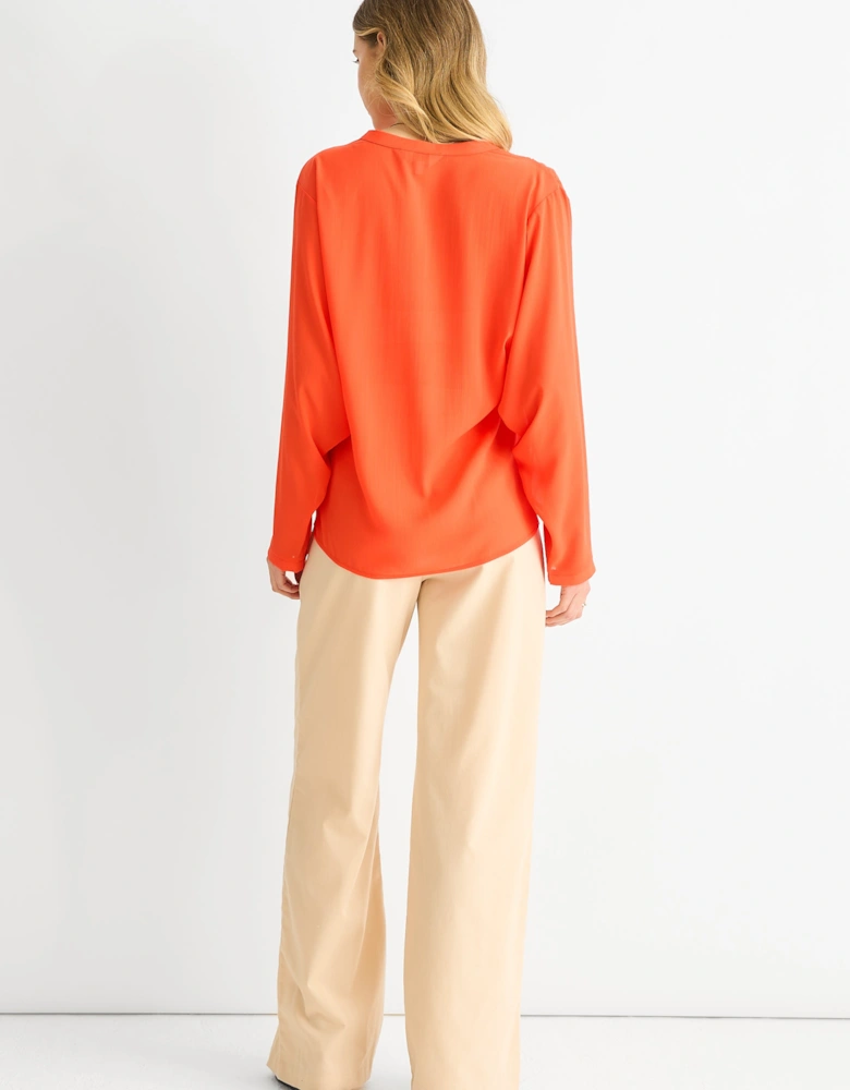 Orange Textured Chiffon Oversized Blouse