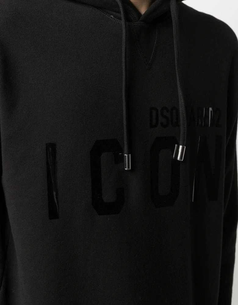 Dsquared Icon Shine Tonal Hooded Sweatshirt Black