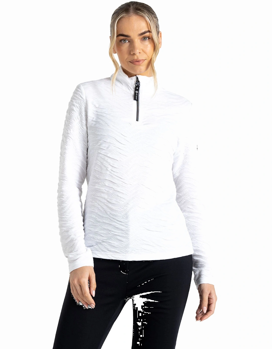 Womens Glamourize Half Zip Lightweight Pullover Midlayer - White, 2 of 1
