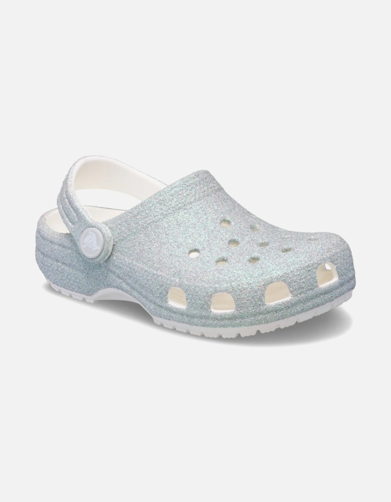Classic Glitter Clog Synthetic White Clogs