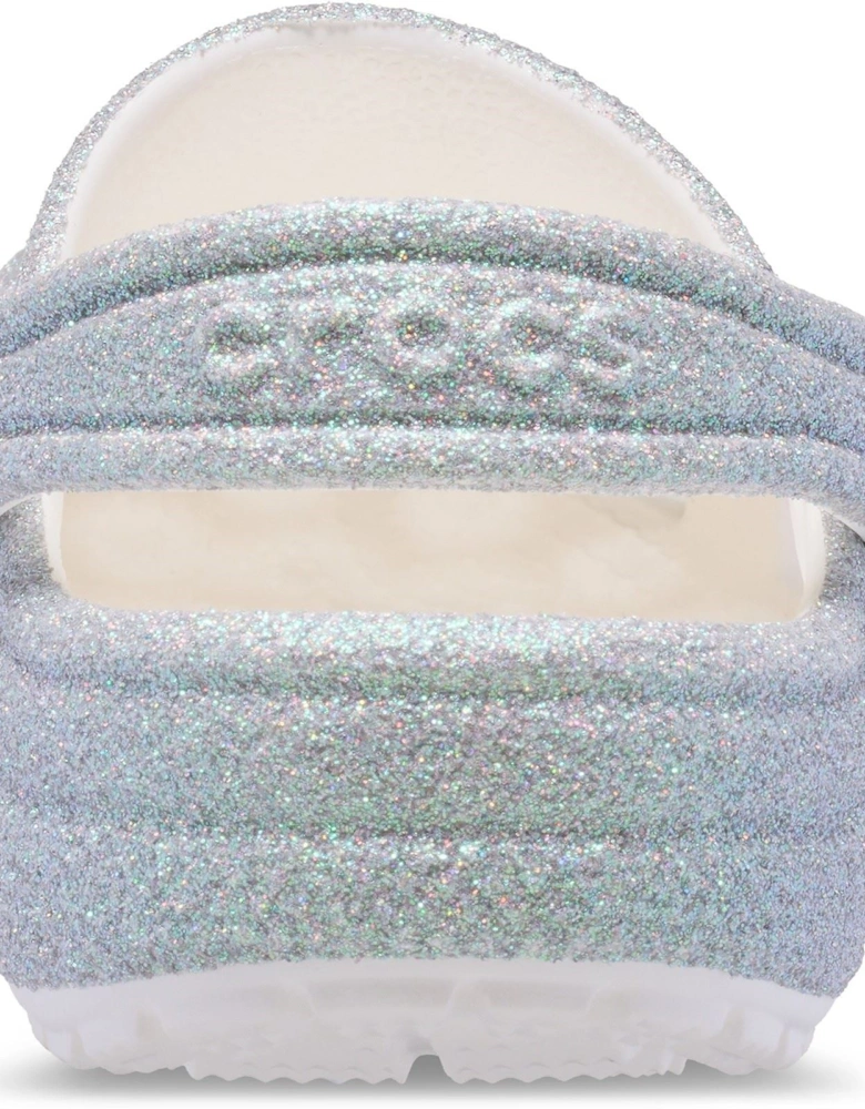 Classic Glitter Clog Synthetic White Clogs