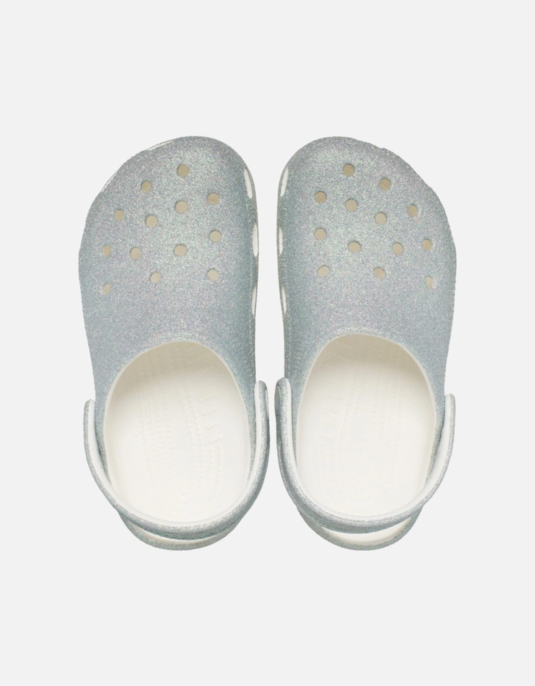 Classic Glitter Clog Synthetic White Clogs