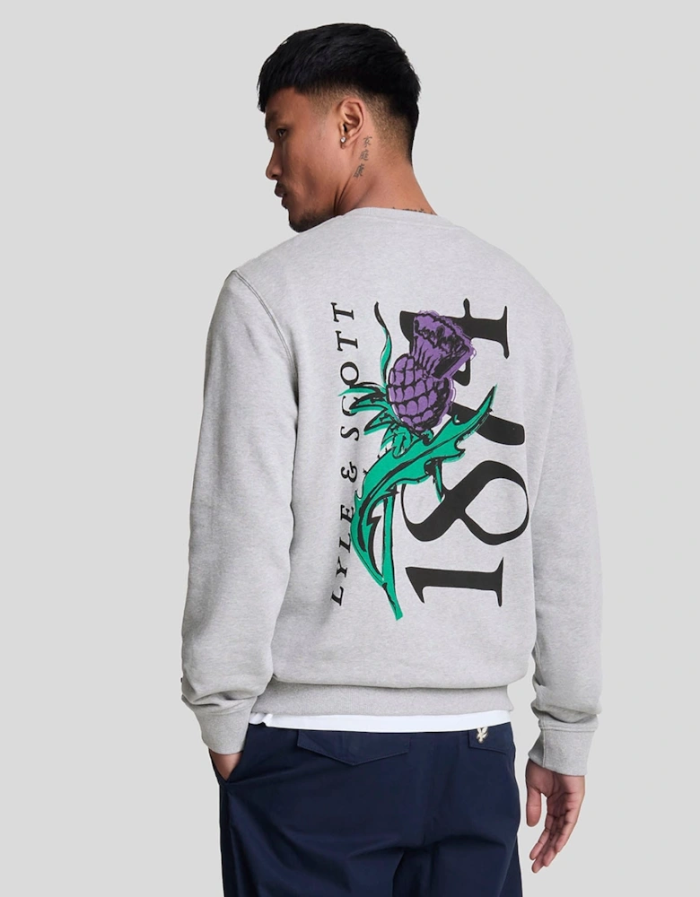 Thistle Flora Printed Crewneck Sweatshirt