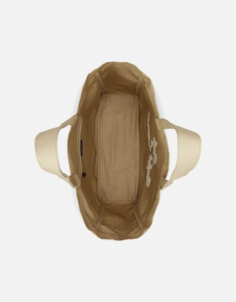 Ralph Lauren Embroidered Canvas Tote - Tan