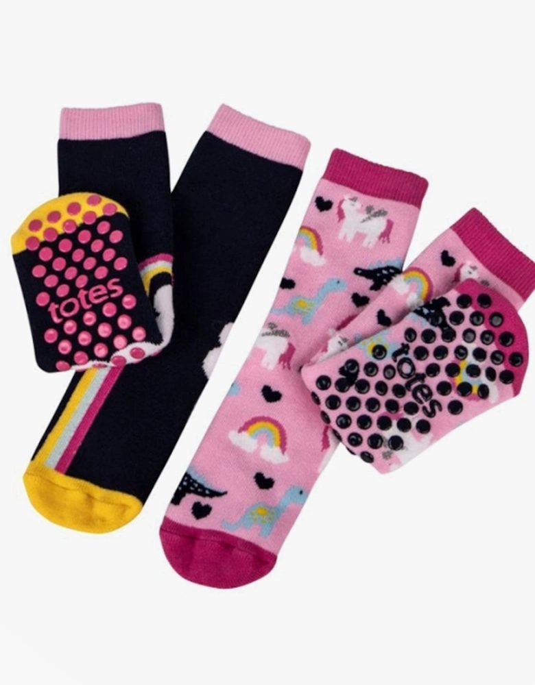 Toasties ORIGINAL-SOX (TWIN PACK) Kids Slipper Socks Unicorn